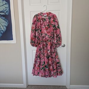 Gibson Latimer Pink Floral Midi Dress